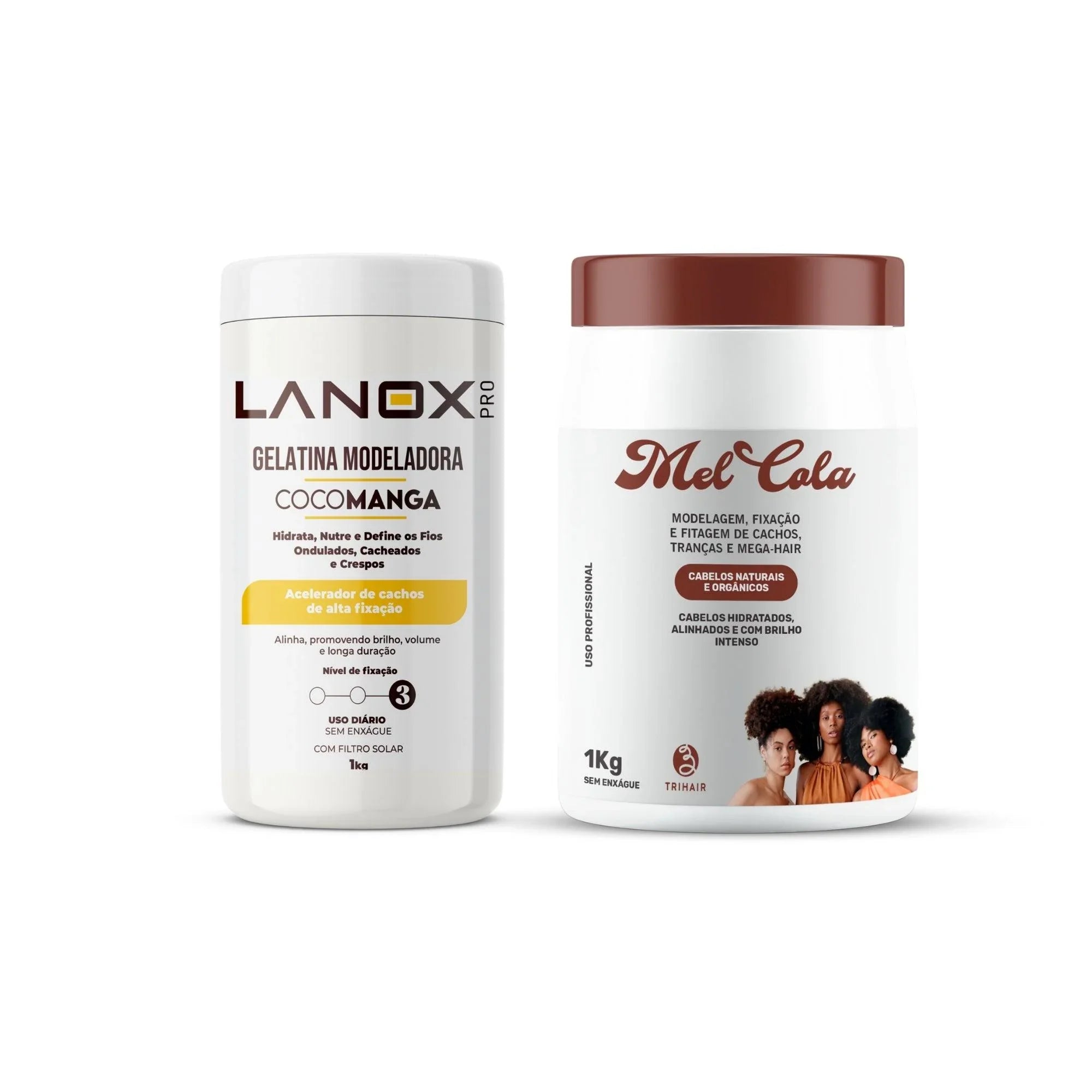 Gelatina Lanox CocoManga - 1kg + Mel Cola Trihair - 1kg - Trihair Cosméticos